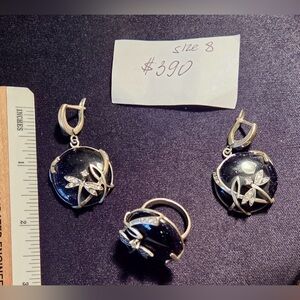 Elegant Silver and Black Jewelry Set
